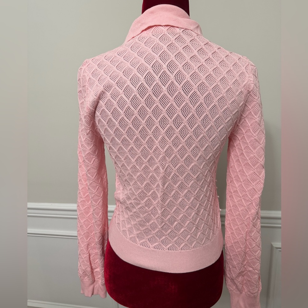 Lizette Collection vintage-style, long-sleeve knit polo women’s sweater. - Picture 4 of 7